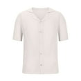 thumbnail image 3 of ohmzyzo Mens Hollow Out Cardigan Tops Short Sleeve Button Up Shirts Spread Collar Solid Color Summer T Shirt Breathable Tropical Beach Tees L, 3 of 5