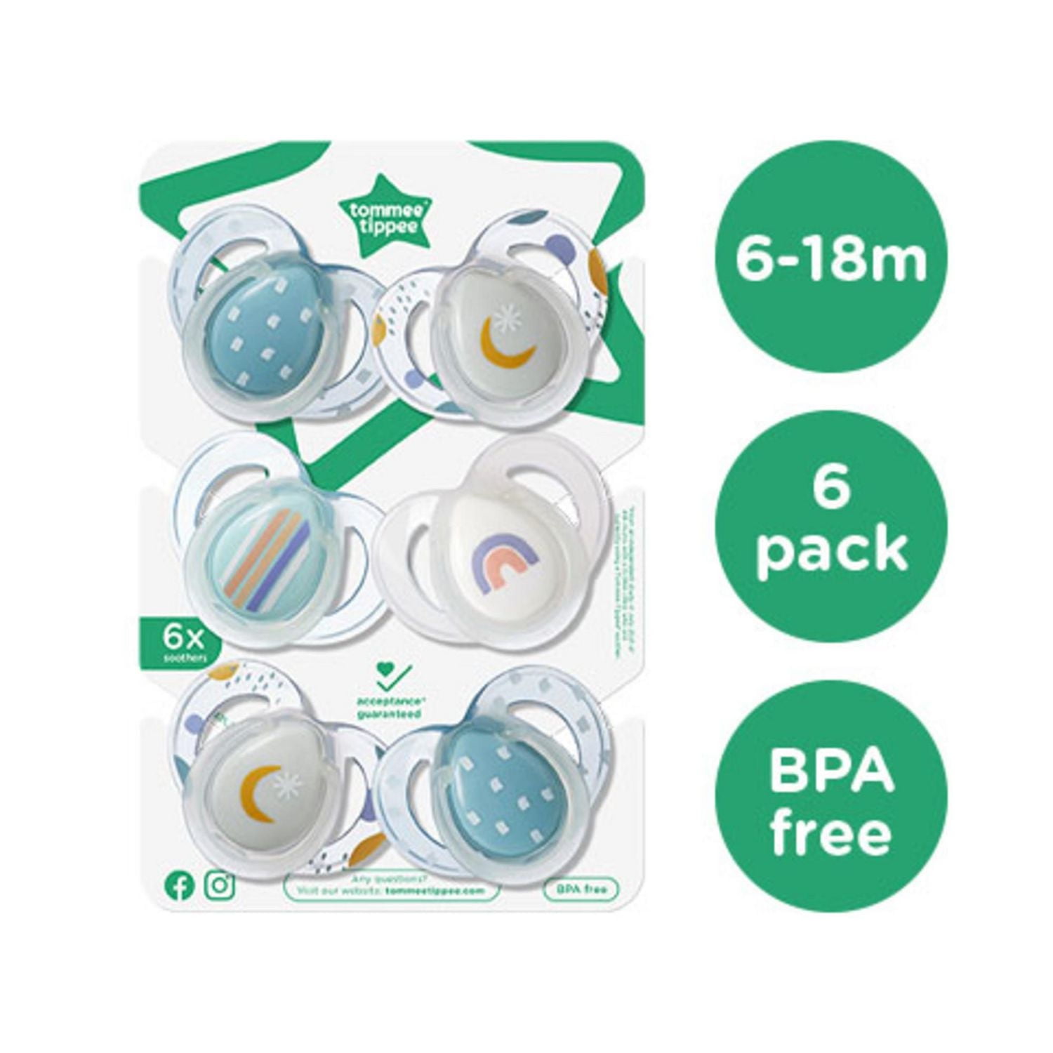 Sucette nocturne de Tommee Tippee – 6-18 mois, 6 unités