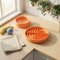 thumbnail image 4 of Slow Feeder Dog Bowls, Puzzle Silicone Dog Feeding Bowls with Suction Cups, Anti-Choking, Non-Slip Design, Reduces Boredom, Anxiety, Ideal for Medium to Small Dogs & Cats(Saffron,7.9"), 4 of 6