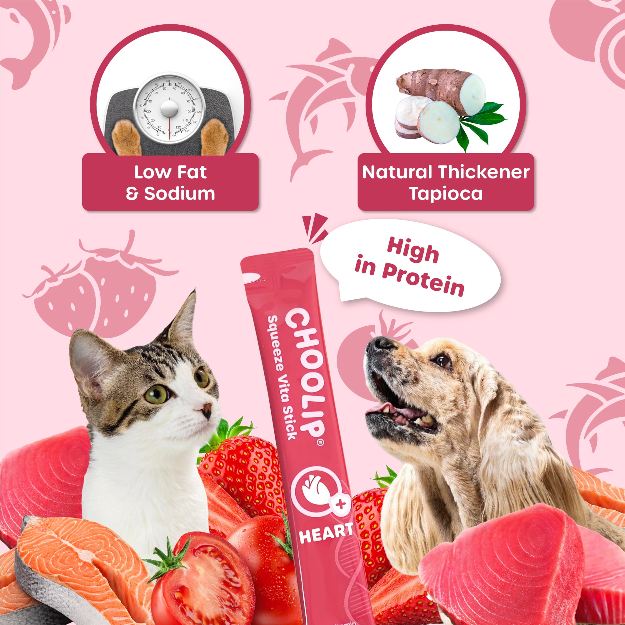 Choolip Vita Stick Heart Support Lickable Treats for Cats & Dogs, 25.9 oz (7 Pouches, 49ct)