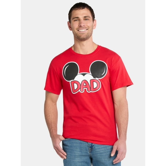 Disney Men's Mickey Mouse Dad Cotton Graphic Tee with Short Sleeves, Sizes S-XL