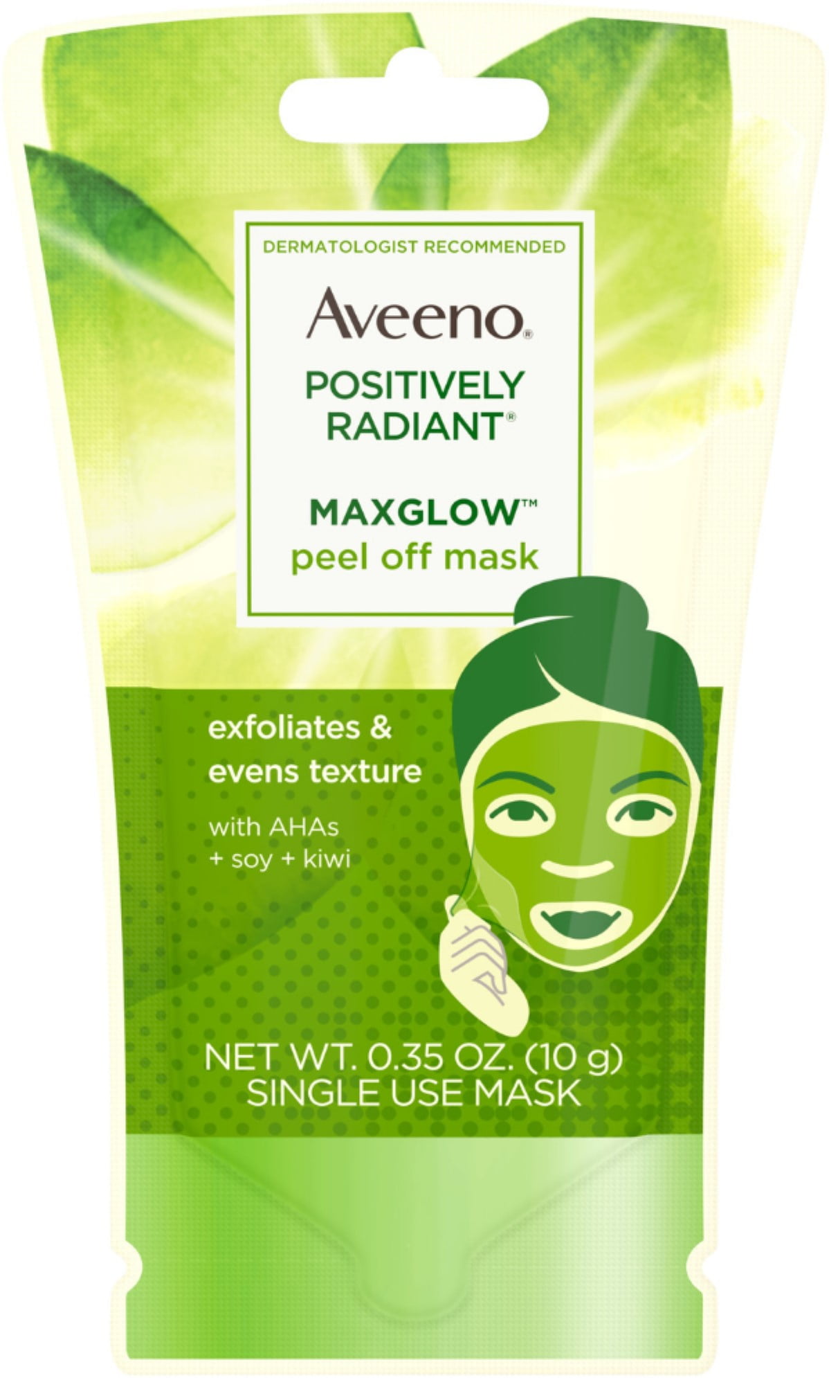 AVEENO Positively Radiant MaxGlow Peel Off Exfoliating Face Mask with Alpha Hydroxy Acids, & Kiwi Complex for Even T - Walmart.com