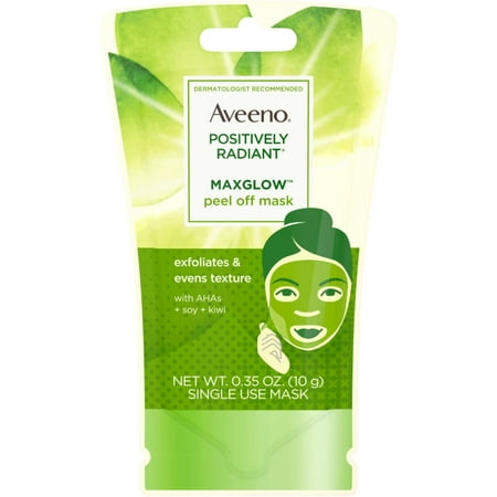 AVEENO Positively Radiant MaxGlow Peel Off Exfoliating Face Mask with Alpha Hydroxy Acids, Soy & Kiwi Complex for Even (Best Exfoliating Face Mask)