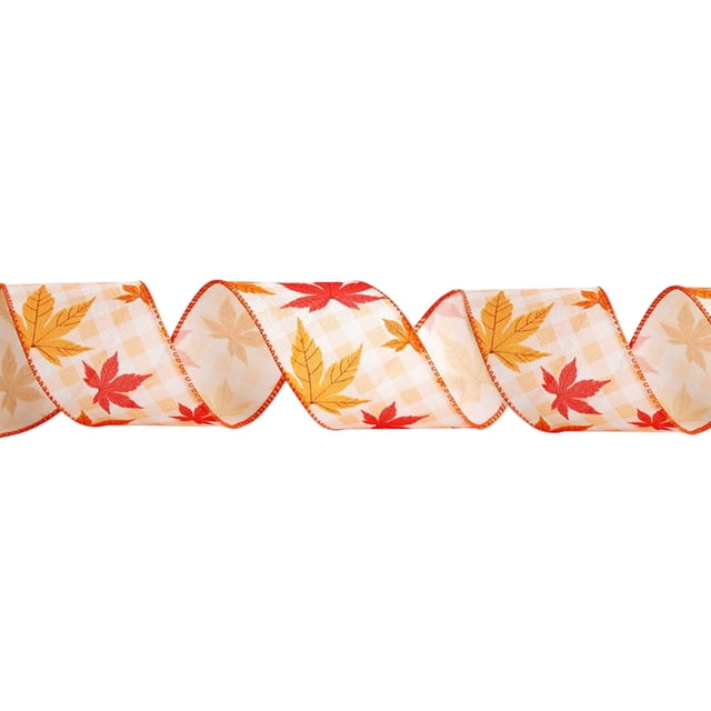 Halloween Party Decorations Halloween Theme Decoration Ribbon Thanksgiving Artificial Linen Ribbon Festival Party Decoration Ribbon Pumpkin Maple Leaf Woven Ribbon Halloween Decorations for Home