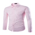 thumbnail image 1 of Men‘s Slim Fit Shirt Long Sleeve Button Down Tops Solid Color Casual Business Work  Shirts, 1 of 5