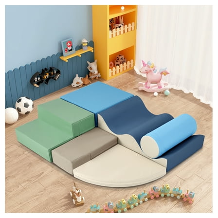 Soft Climb and Crawl Foam Playset 6 in 1 for Toddlers - Indoor Active Play Structure for Babies and Kids