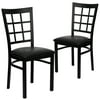 Flash Furniture 2 Pack HERCULES Series Black Window Back Metal Restaurant Chair - Black Vinyl Seat