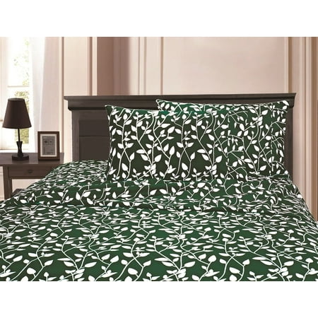 Leaf 16 Piece Set MATTREST ® 1500 Thread Count Egyptian Quality Super Soft Wrinkle Resistant & Fade Resistant Beautiful Leaf Design 4-Piece Sheet set, Deep Pocket Up to 16