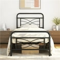 thumbnail image 2 of Twin/Full/Queen Metal Bed Frame Mattress Foundation Criss-Cross Design Headboard, 2 of 10