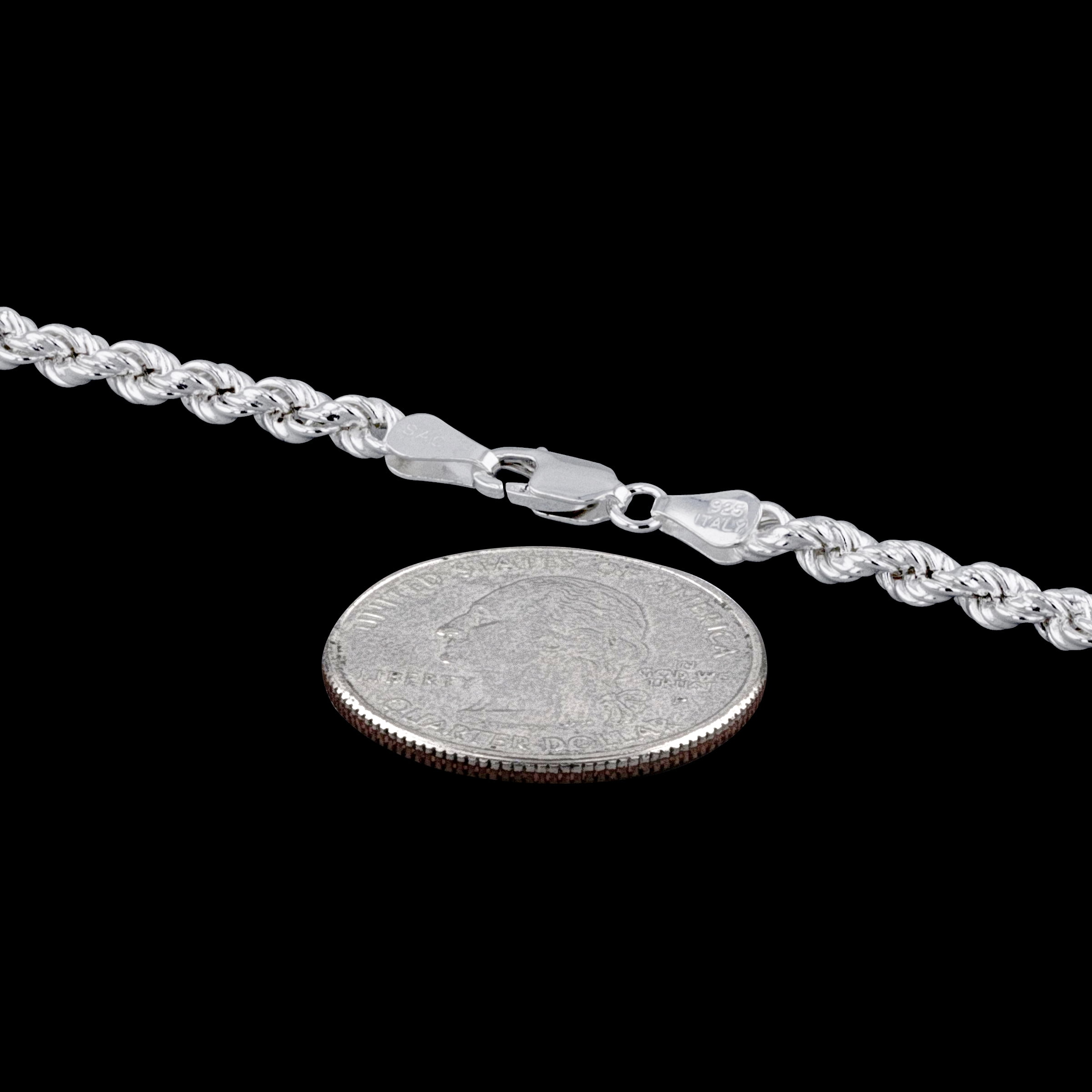 VY JEWELRY Solid 925 Sterling Silver Woven Rope Chain For Men - 3mm, 4mm, 5mm Thickness & 18" To 30" Lengths