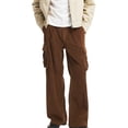 thumbnail image 1 of FOCUSNORM Men's Fall Loose Cargo Pants with Pockets Corduroy Button Soft Fashion Solid Ribbed Trousers, 1 of 8