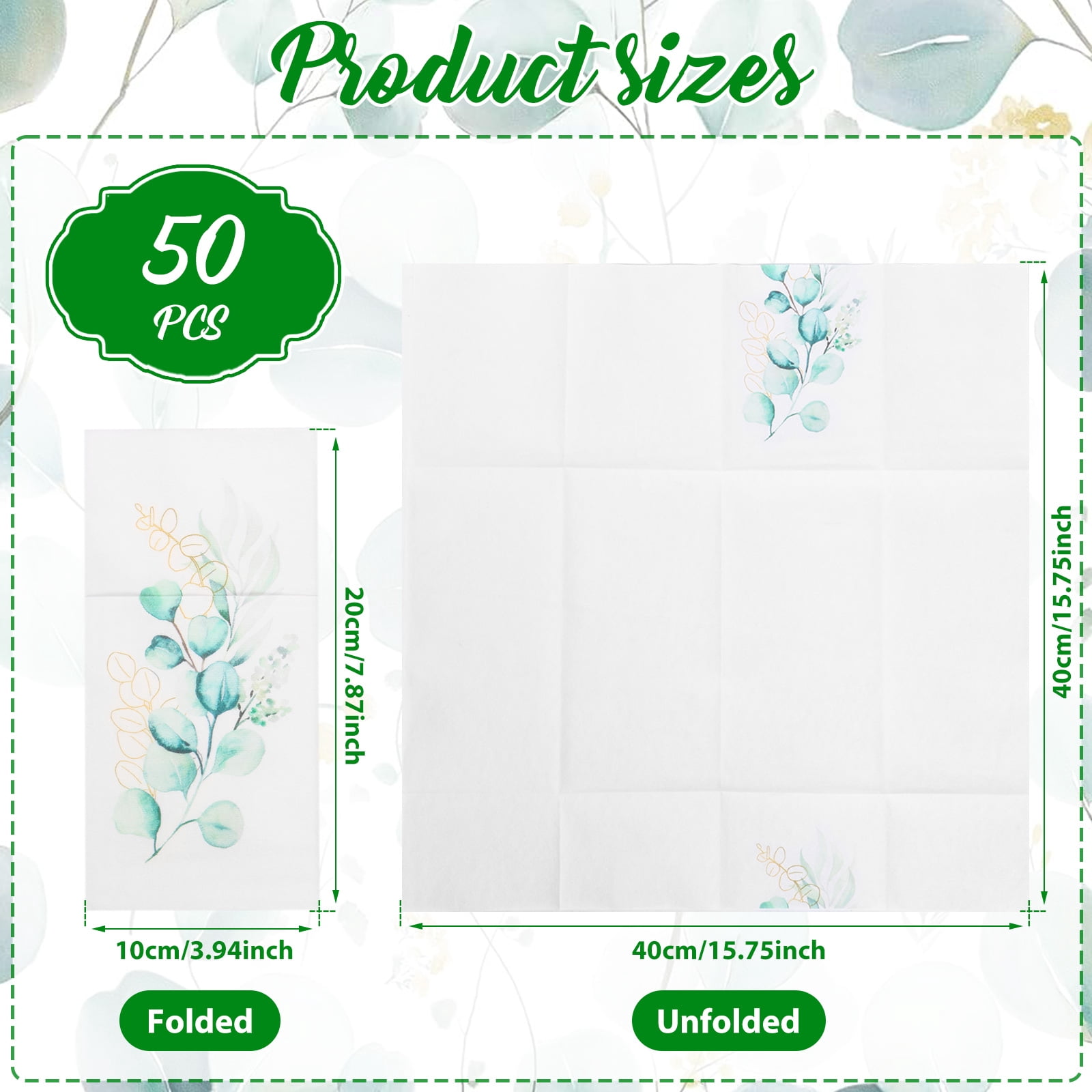 Atopoler 50Pcs Flower Pattern Paper Napkins,Safe Multipurpose Linen Feel Napkins with Flatware Pocket for Wedding Baby Shower Birthday Party,Style 1