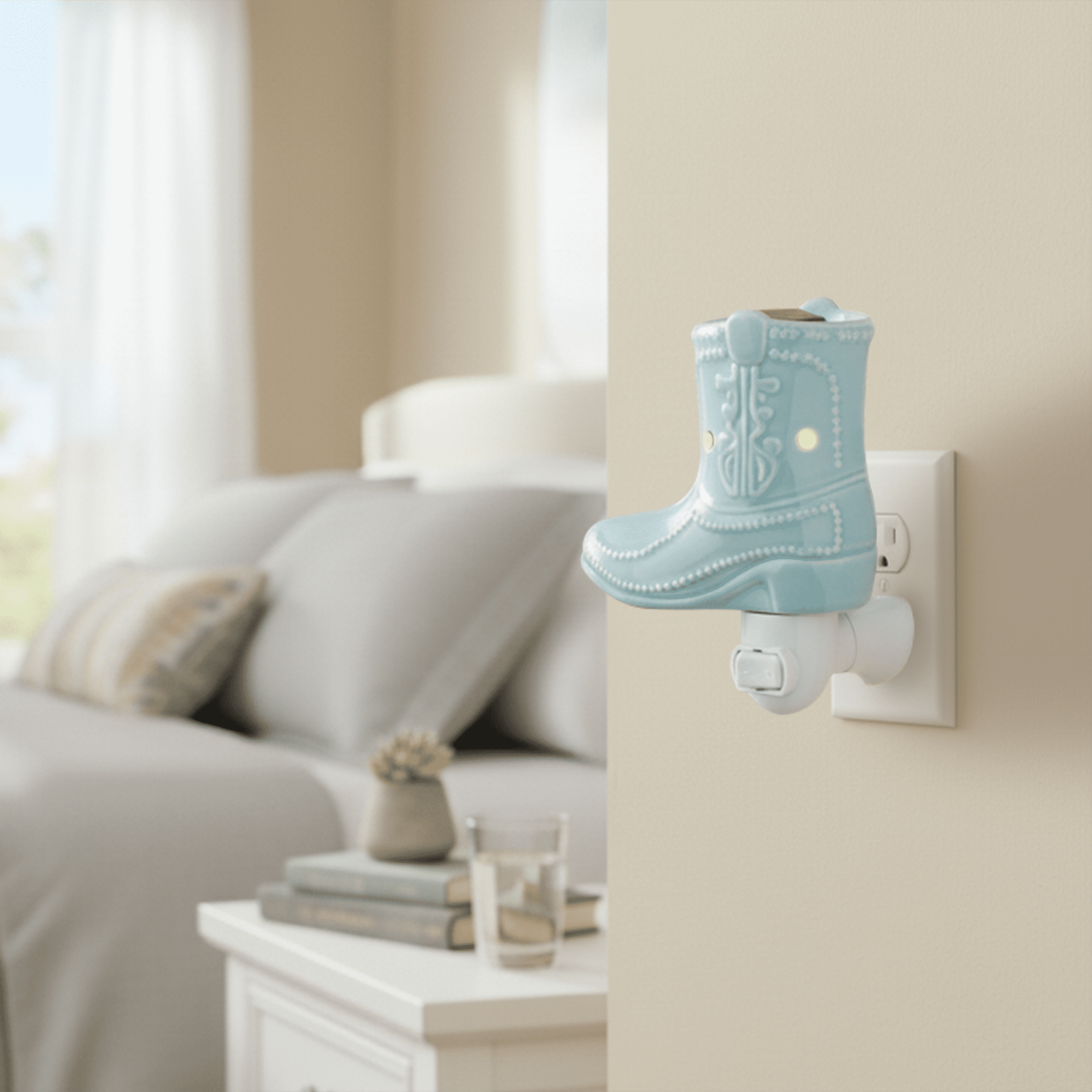 Mainstays Blue Cowboy Boot Plug-in Wax Melt Warmer with LED Light