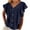 Dark Blue, variant on BangWanChi Spring Blouse for Women 2025 Women's Solid Color Casual Fashion Ruffle Short Sleeved V-neck Top/shirt