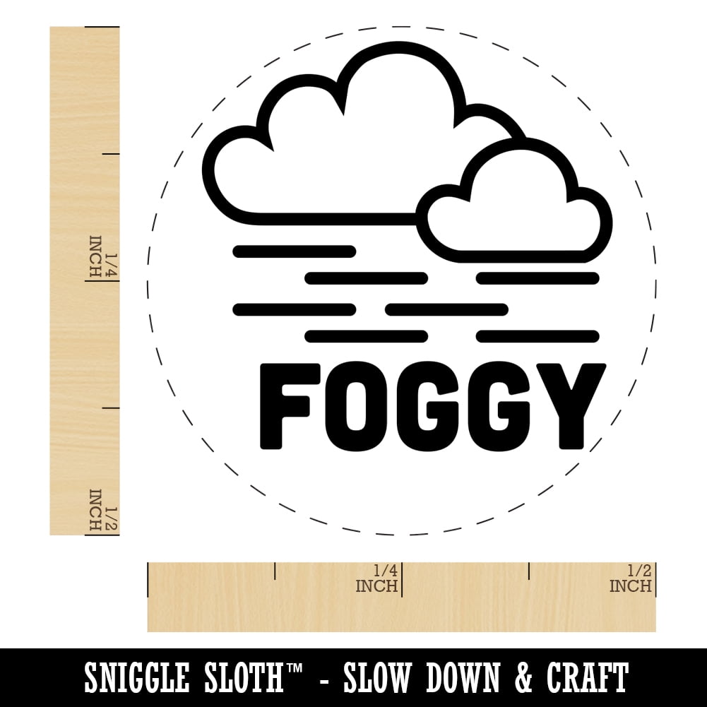 Foggy Fog Weather Day Planning Self-Inking Rubber Stamp Ink Stamper - Blue Ink - Mini 1/2 Inch