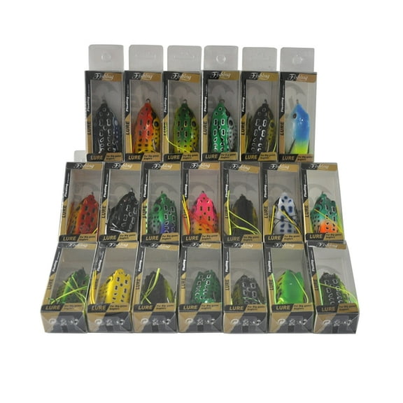 20Pcs Rubber Frog Fishing Lures Topwater Bait Hooks 5.5cm/2.1'' With individual Box