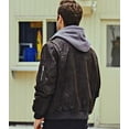 thumbnail image 5 of FLAVOR Men's Leather Flight Bomber Jacket Air Force Aviator (Large, Dark Brown Hood), 5 of 6