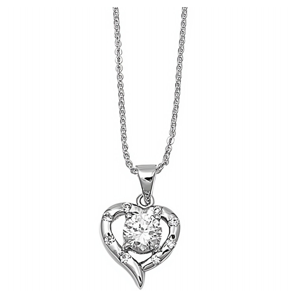 Clear Glitzs Jewels 925 Sterling Silver Cubic Zirconia Necklace for Women