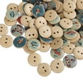 thumbnail image 2 of 100 botones de madera con impresión mixta, 2 agujeros, redondos, decorativos, para coser, manualidades, espacio de color de registro, 2 of 10