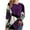 Purple, variant on IROINNID Discount Long Sleeve T-Shirts for Women Lounge Round Neck Buttons Geometric Contrast Color T-Shirt Top,Red