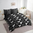 thumbnail image 3 of Manfei Valentine's Day 7 Pieces Bedding Comforter Set for Women Female Men,Black White Love Heart Print Full Bedding Set Lightweight,Graffiti Splash Fitted Sheet Flat Sheet, 3 of 8