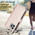 thumbnail image 4 of Zipper Wallet Case for iPhone 15 Pro, for Women & Men Flip Purse Cover with Credit Card Slots Wrist Hand Strap Kickstand, PU Leather Magnetic Clasp TPU Shockproof Phone Case, Gold, 4 of 7