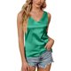thumbnail image 1 of Women Summer Double V-Neck Satin Camisole Blouses Shirts Solid Color Sleeveless Casual Loose Fit Basic Tank Top Vest Claret, 1 of 5