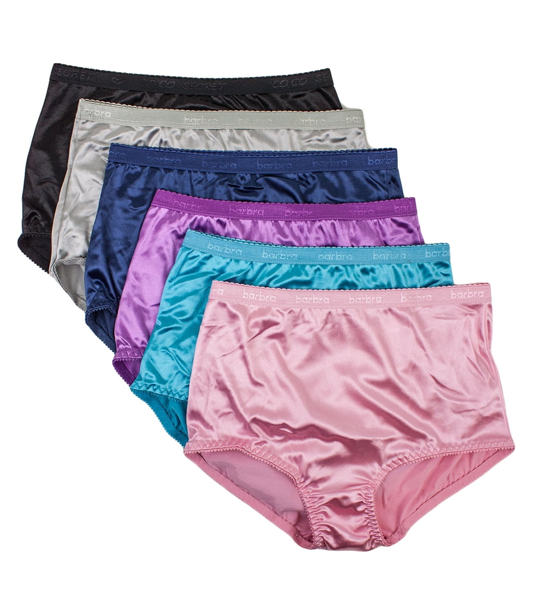 barbra lingerie Barbra 6 pack Women's Satin Full Coverage Brief