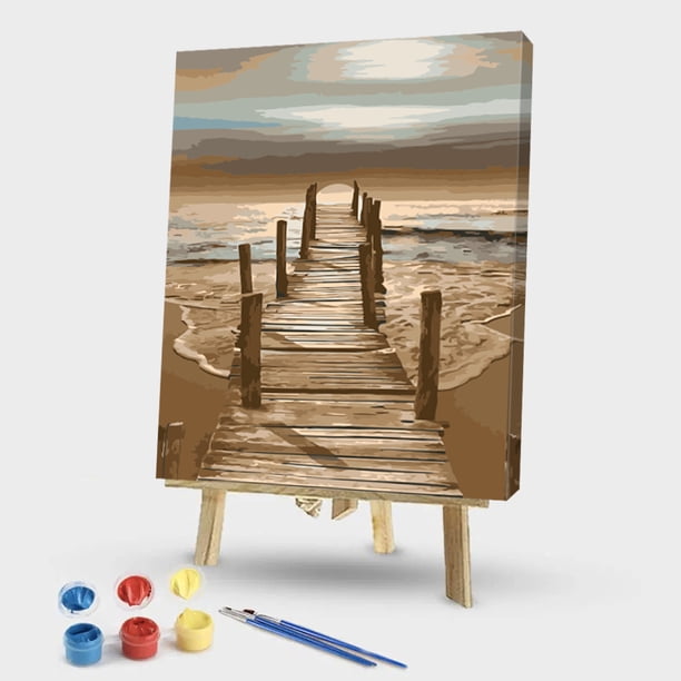 Cuadros Decorativos Kit de pintura por números DIY puente de madera lienzo cuadro de arte al óleo decoración de la habitación del hogar JShteea Nuevos Originales