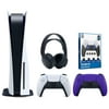 Sony Playstation 5 Disc Version Console with Extra Purple Controller, Black PULSE 3D Headset and Surge FPS Grip Kit With Precision Aiming Rings Bundle
