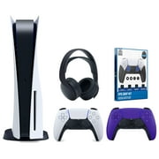 Sony Playstation 5 Disc Version Console with Extra Purple Controller, Black PULSE 3D Headset and Surge FPS Grip Kit With Precision Aiming Rings Bundle