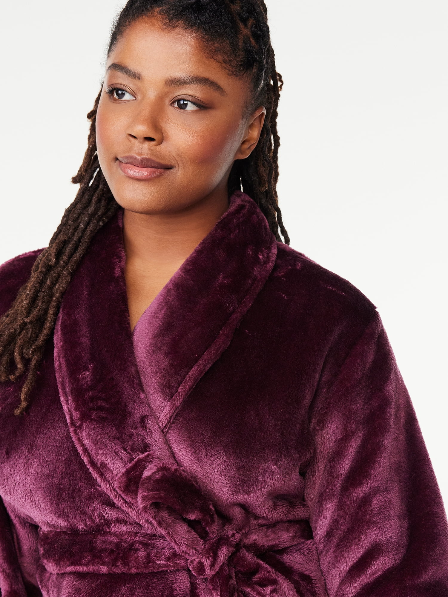 Joyspun Women's Plush Sleep Robe, Size S to 3X