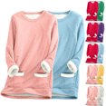 thumbnail image 4 of Ahdbta Women's 2 Pcs Fleece Sweatshirts Solid Color Oversized Crewneck Pullover Tops Warm Sherpa Lined Loungewear Tops with Pockets, 4 of 4