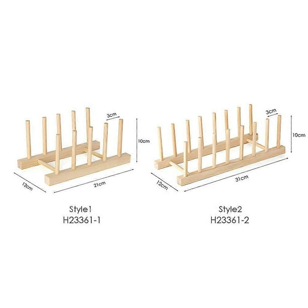 Multi-purpose Wooden Dish Rack Dishes Drying Drainer Storage Stand Holder Kitchen Cabinet Organizer for Dish/Plate/Bowl/Cup/Pot Lid/Book