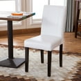 thumbnail image 3 of Roundhill Furniture Urban Style Fauteuil de Parsons Rembourré en Similicuir de Bois Massif, Blanc, Ensemble de 2, 3 of 4