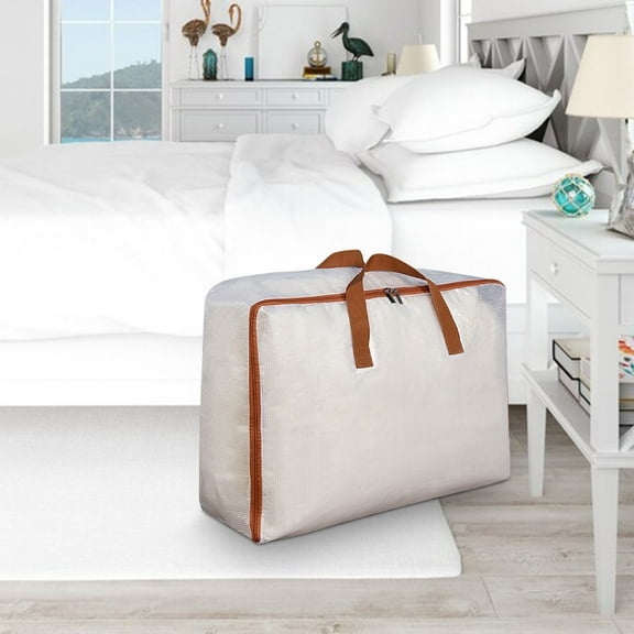 JingChun Clear Clothes Storage Bags PVC Organizers Vinyl Bags for Comforter,Blanket,Bedding,Duvet,Transparent Moving Totes with Reinforced Handle & Zipper, 23x19x9 Inch