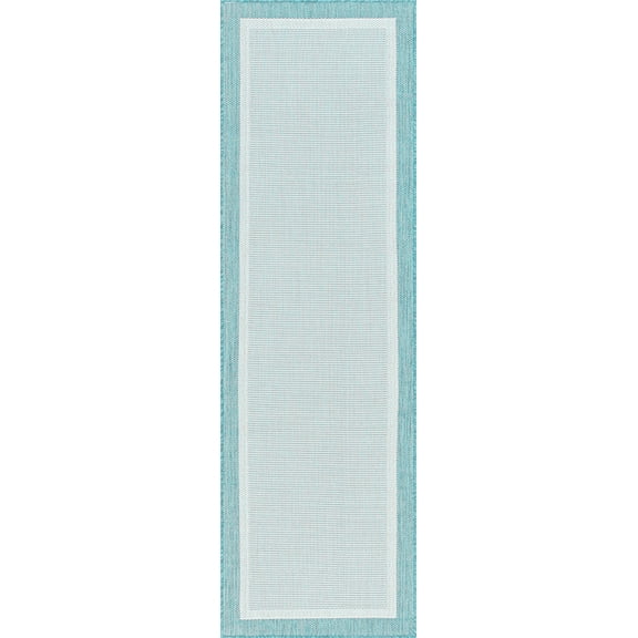 Tayse Eco Area Rug ECO1206 Transitional Aqua Solid Single-Color 2' 7" x 9' 10" Rectangle