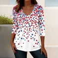 thumbnail image 7 of 3/4 Sleeve V Neck USA Patriotic Shirt for Women 4th of July America Stars Stripes Flag Tops 2026 Independence Day Tee, 7 of 7