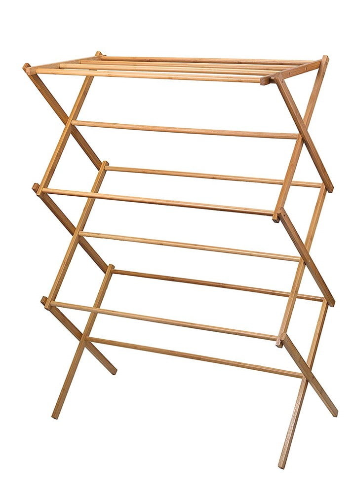 Clothes Drying Rack Heavy Duty Bamboo Wooden Stand Lightweight Collapsible 