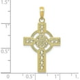 thumbnail image 4 of Solid 10K Yellow Gold Diamond-cut Celtic Cross Pendant - 33mm, 4 of 6