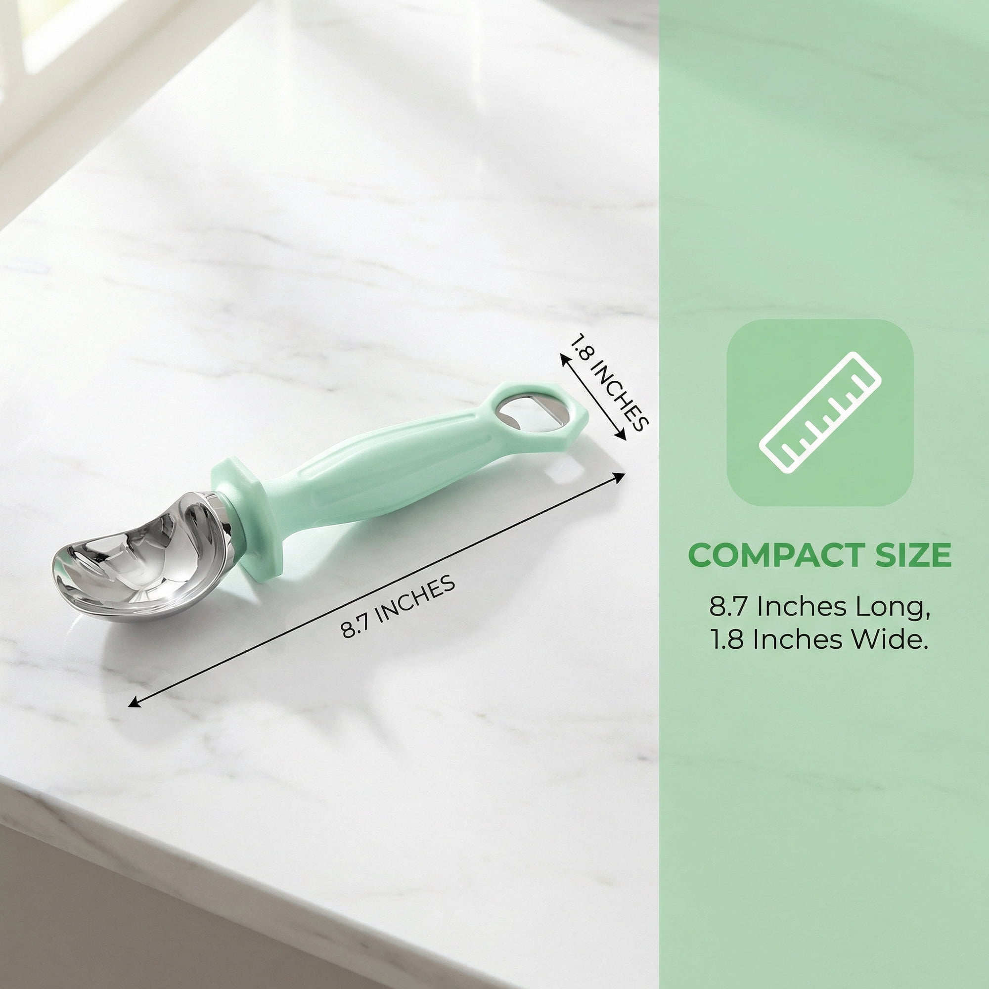 Unique Bargains Zinc Ice Cream Scoop with Ergonomic Handle for Gelato Mint Green 8.7in