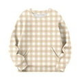 thumbnail image 5 of Trupants Big Girls Gingham Sweatshirt, 11T Khaki - Soft Stretchy with Kangaroo Pocket, Durable for School & Play, 5 of 6
