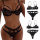 thumbnail image 4 of Gibobby arnés para mujer Conjunto de Bikini hueco para mujer, ropa interior negra, ropa interior Sexy, ropa interior Sexy de puntos(Negro, XXXL), 4 of 5