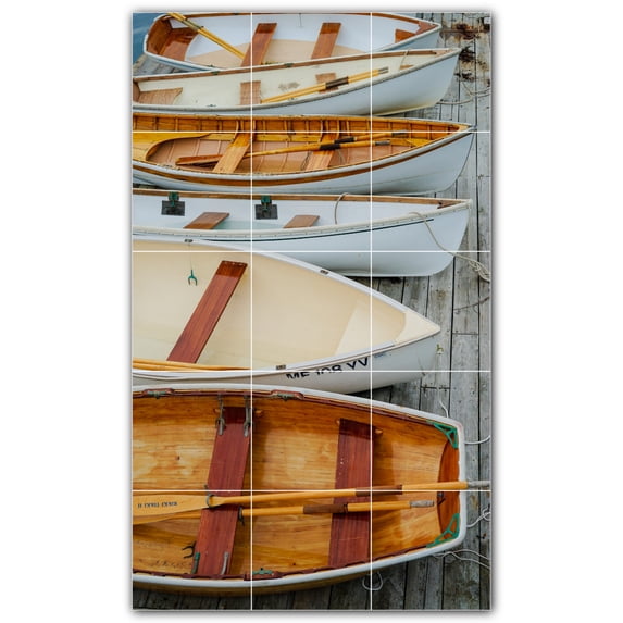 Picture-Tiles.com: Boat Ceramic Tile Wall Mural WAL500240-35S. 12.75"W x 21.25"H using (15) 4.25" x 4.25" Ceramic Tiles-Satin Finish
