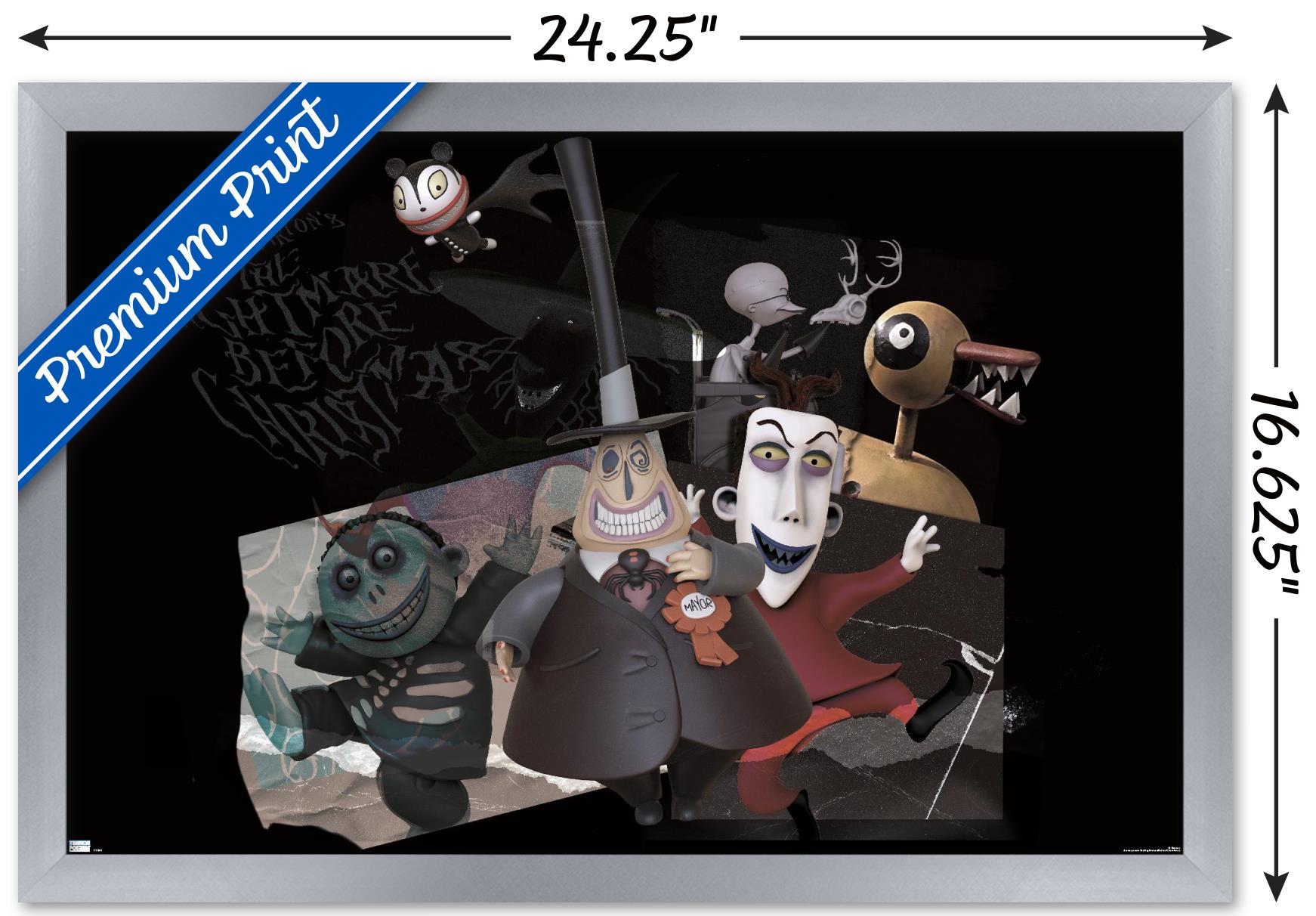 Disney Tim Burton's The Nightmare Before Christmas - Distorted Group Wall Poster, 14.725" x 22.375" Framed