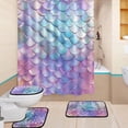 thumbnail image 2 of Shower Curtain Set 4 Piece for Bathroom Decoration, Circle Color Bathroom Sets with 1 Fabric Shower Curtain and 3 Non-Slip Bathroom Rugs Accessories with Hooks, 2 of 8