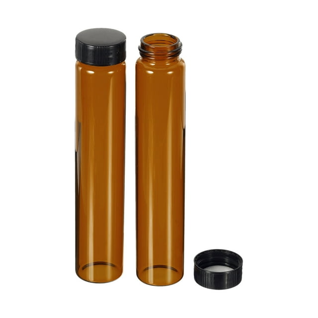 Unique Bargains Bouteille de Rangement en Verre pour Réactif 60 ml, Bouchon Rond en Plastique à Vis, Labo Maison, Brun, Lot de 10