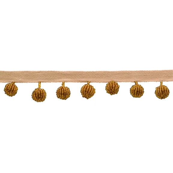 3/4" (1.5cm) Opulent Handcrafted Beaded Fringe Trim with Elaborate Beaded Ball # B40686,, Oak Brown #E20 (Light Warm Brown) Sold By The Yard (36"/3 ft/0.9m)