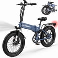 thumbnail image 4 of Electric Bicycle for Adults,1200W Peak Motor 28MPH Max Speed 48V 12AH, with Dual Suspension 20" Fat Tire Folding Ebike,7-Speed E Bicycle Blue, 4 of 7