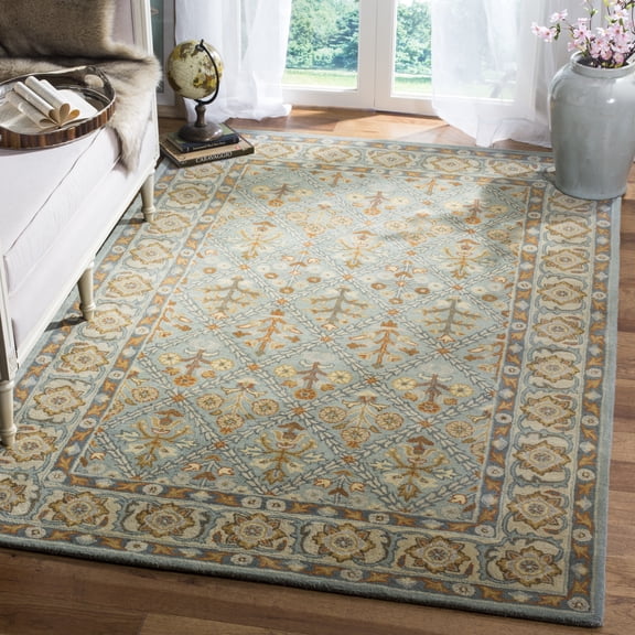 Safavieh Heritage Carmella Floral Wool Area Rug, Cream/Blue, 5' x 8'